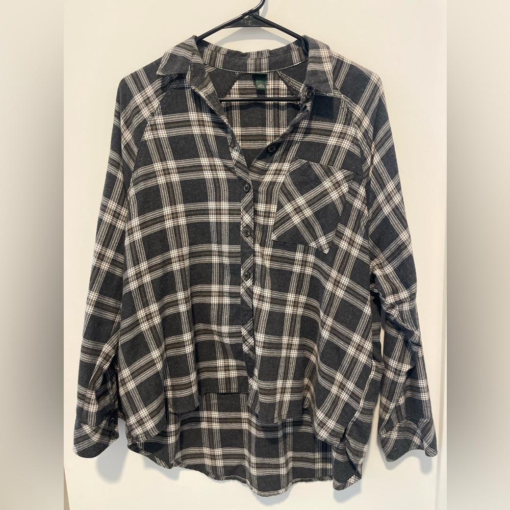 WildFable Oversized Plaid Shirt